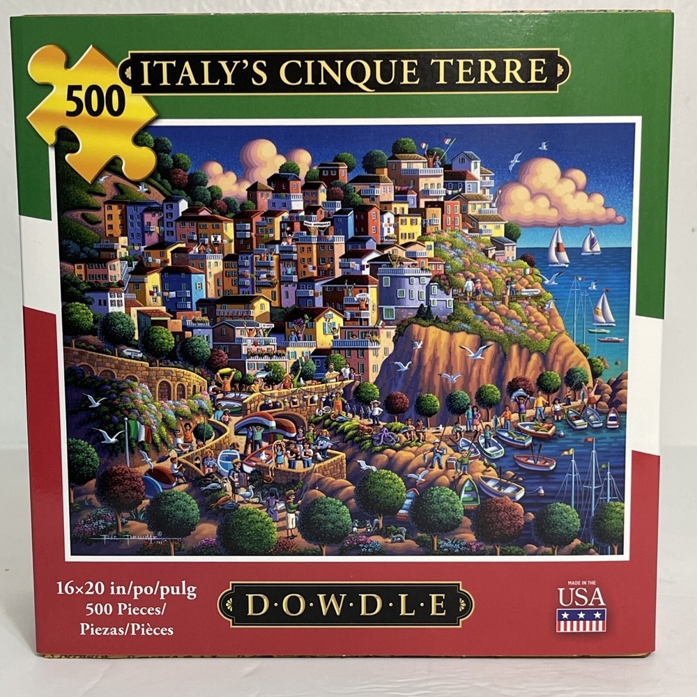 Italy's Cinque Terre 500 Piece 16"x20" Jigsaw Puzzle Dowdle Folk Art NEW IN BOX!